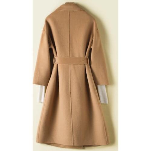 Abrigos mujer invierno 2020 Women Wool Coat Long Slim Fashion Jacket With Belt Female Double Sided Overcoat manteau femmeLX2559