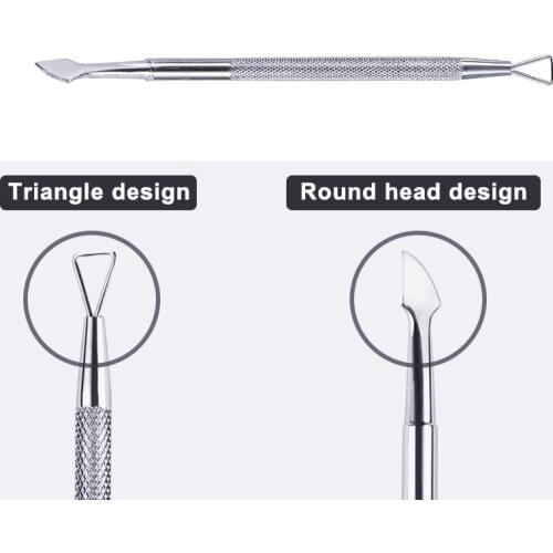 SUPWEE 1pcs Double Head Stainless Steel Cuticle Nail Pusher Dead Skin Push Nail Gel Polish Remover Nail Art Manicure Tool