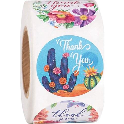 100-500pcs Thank You Round Sticker Scrapbook Envelope Seal Sticker Gift Flower Decoration Stationery Label Sticker