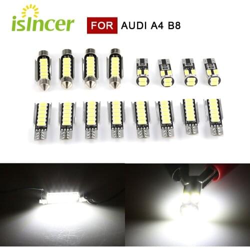 16pcs/set Canbus Car bulb Interior trunk Reading entry Lamp Light Kit for Audi A4 S4 B8 Avant 2008-2015 Car Led Lights