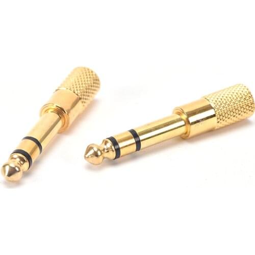2X New 6.5mm To 3.5mm Female to Male Headphone Stereo Audio Jack Adapter Plug Adapter Jack Converter Gold plate for Microphones