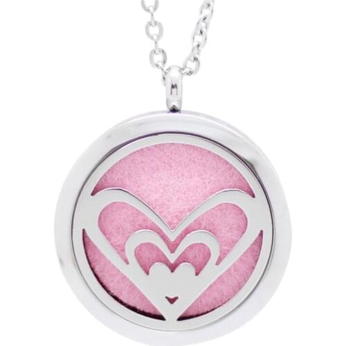 2Style Love 30MM Essential Oil Diffuser Necklace Pendant 316L Stainless Steel Perfume Aromatherapy Locket Pendant With Free Pad
