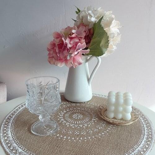 38cm Bohemian Flower Table Mat Cotton Woven Linen Placemat Round Insulation Dining Non-slip Tassels Delicate Kitchen Gadget Sets