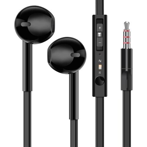 3D Stereo Bass Music Earphones Earbuds in ear Flat Mouth Headset Noise Reduction Earbuds With MIC for iPhone/Huawei/Xiao/Samsung