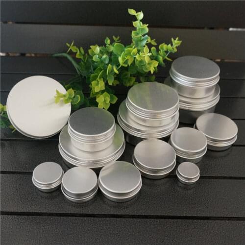 5/10/15/20/30/50/60/80/100/110/150/200g Silver Refillable Round Aluminum Box Metal Tin Cans Cosmetic Cream DIY Empty Jar Tea Pot
