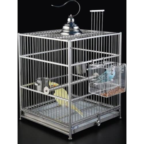 Acrylic Bird Feeder Hanging Seed Tray Box Parrot Perch Stand Cage Feeding Tools