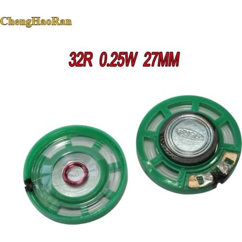 ChengHaoRan 5pcs New Green Ultra-thin Mini speaker 32 ohms 0.25 watt 0.25W 32R speaker Diameter 27MM 2.7CM thickness 9MM