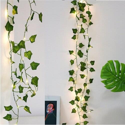 Decorative Leafy Artificial Lvy Daylight Warm Yellow Led Light 2.3 Mt 30 Green Bulb Lamp Home Restaurant Cafe Bar Hotel Shop