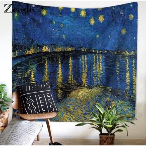 Zeegle Van Gogh Artist Starry Night Art Tapestry Living Room Decor Sofa Chair Cover Fashion Beach Towel Wall Carpet