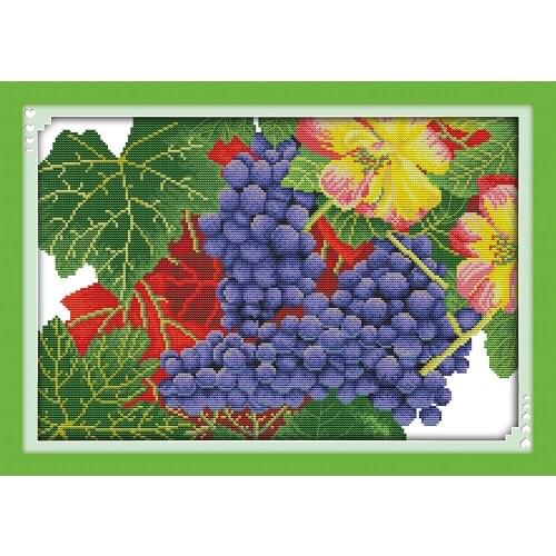 Joy Suday The Grape Is Ripe Chinese Cross Stitch Kits Ecological Cotton Stamped Printed 14 11CT DIY Wedding Decoration For Home
