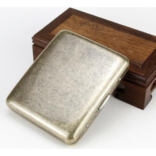 New Metal Cigarette Case Bronze-colored Vintage Cigarette Box 20pc Big Capacity Regular Cigarette Bag Outdoor Smoking Pouches