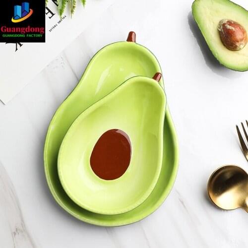 Lovely Avocado Shape Plate Bowl Set Fruit Dessert Dish Platter Soup Noodle Bowl Dinnerware Set Crockery Geen 8 12 inch