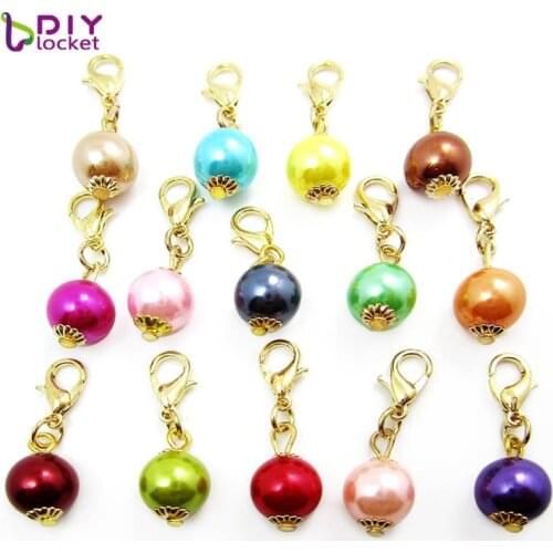 Fashion Charms 10pcs "Pearl"dangles necklace pendants fit floating charm locket with Lobster clasp LSFE02*10