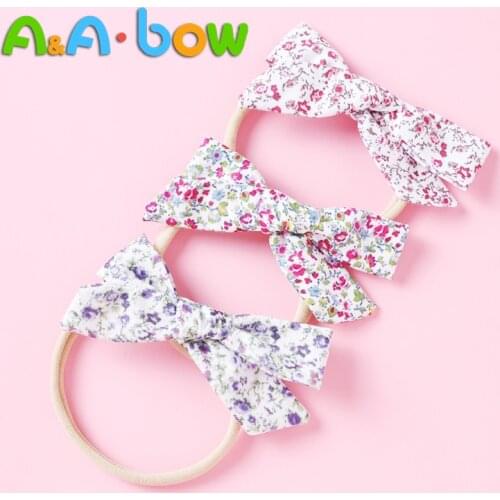 Nylon Headbands Bows For Baby Girls Print Bow Softest Newborn Head Wraps Elastic Hair Band For Girls Infant Hair Accessories