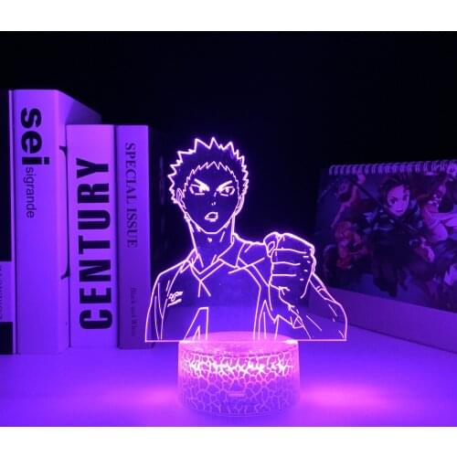 Haikyuu Anime Hajime Iwaizumi 3D LED White Base Night Light for Kids Bedroom Decor Nightlight Child Birthday Gift Manga Lamp