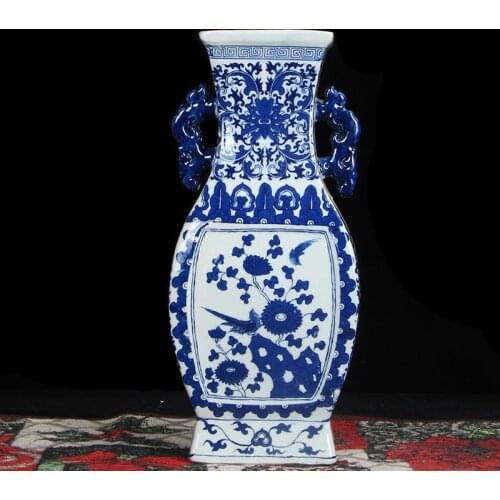 Jingdezhen New Chinese Ceramics Blue And White Vases Flower Arranging Crafts Tv Cabinets Living Room Soft Furnishing Home vase