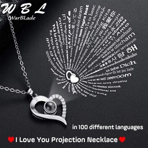 New 26 Styles Gold Silver Projection Pendant Necklace 100 languages I love you For Women Romantic Love Memory Wedding Necklace