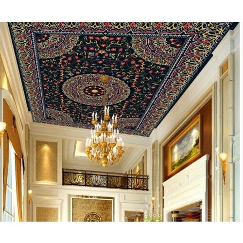 European style Customize Art Ceiling Murals Wallpaper Pattern Carpet Wallpapers For Living room Ceiling Background Wallpaper
