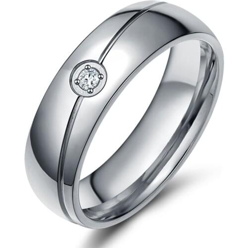 2019 new three colors Sliver/Gold/Black Single drill Titanium steel ring Engagement Wedding Ring Simple set with single drill