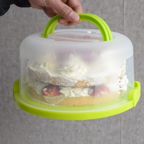 Buckle Cake Boxes Thickness Plastic Takeout Brithday Cake Packing Box Portanble Baked Food Packing Tools Food Tray 8inch 1pcs