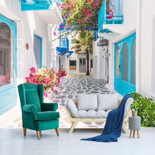 Custom 3D Mural Wallpaper Greece Santorini Love Sea Mural Wallpaper Living Room Bedroom Papier Peint Mural 3D Photo Wall paper