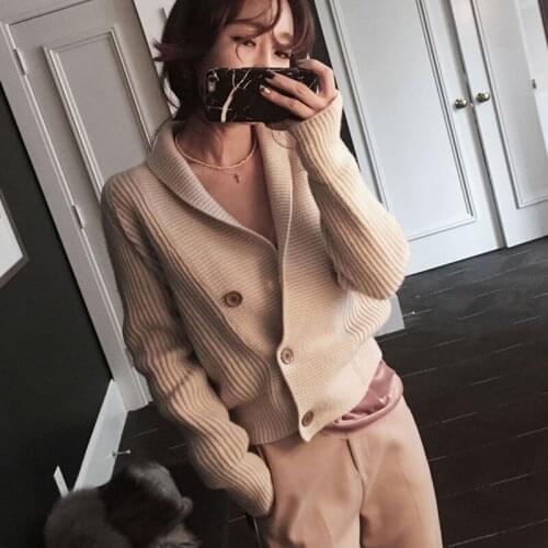 Poncho New Arrival Sweater Women Woman Sweater Lapel Casual Thick Cardigan Knitted 2020 Autumn And Winter Female Computer Full