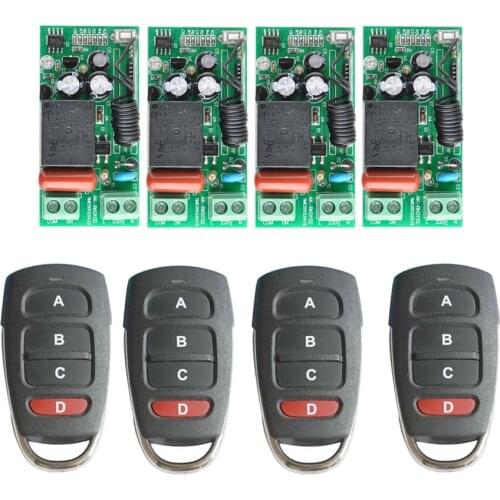 AC 220 V 1CH Relay RF Wireless Remote Control Switch Wireless Light Switch Output = Input; 4PCS Receiver + 4PCS Big Transmitter