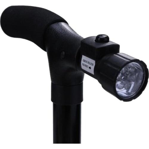 Old People Folding Telescopic Trekking Poles with LED Light T-handle Hiking Cane Walking Stick for Elders