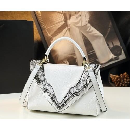 Leather Top HandleBags Fashion Women Bag Snake Pattern Handbag Middle-aged Female Crossbody Bag Genuine Leather Mother Bags