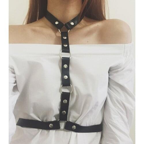 Body Belt Sexy Garters Leather Harness For Women Harajuku Straps Metal Ring Belts Suspenders Tops Adjust Punk Straps Black Red