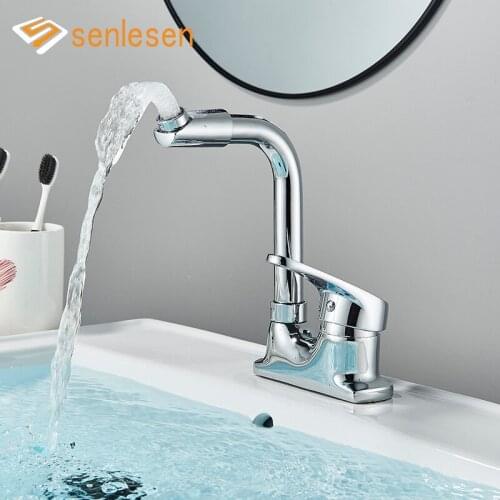 Senlesen Tall Bath Sink Faucet Bathroom Slim Hot and Cold Basin Water Mixer Tap Bathroom Single Sink Faucet
