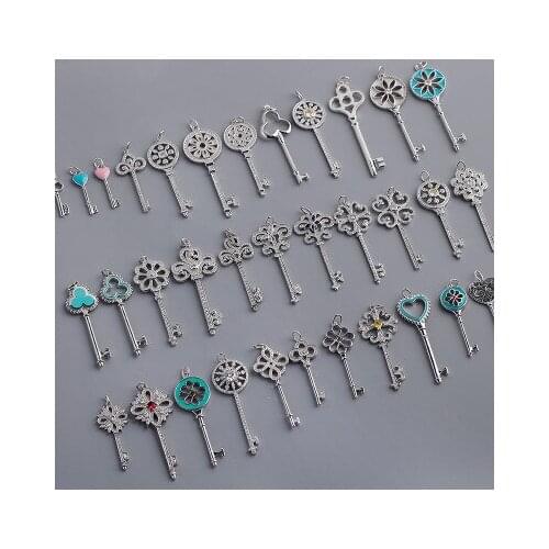 High quality key necklace long s925 sterling silver pendant sweater chain for women