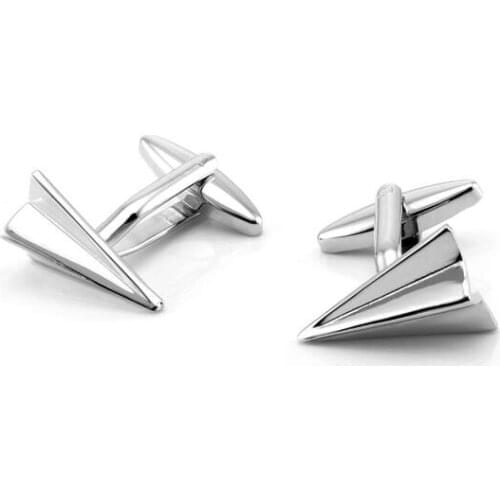 High Quality Cufflinks Novelty Paper Airplane Cuff Links Air Plane Aircraft Cuff Button Silver Copper Made Cufflink 20pairs/lot
