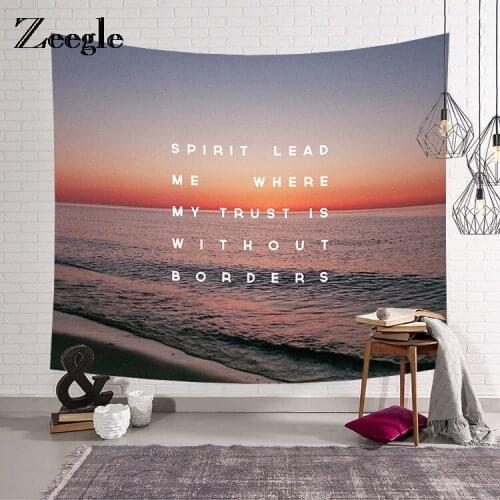 Zeegle Sea Waves Printed Wall Tapestry Polyester Carpet Decorative Bedroom Living Room Blanket Curtains Beach Towel Picnic Mats