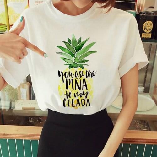 Women Tshirts 2021 Summer Fruit Pineapple Fun Harajuku Ladies Tees O-neck Short Sleeve streetwear Cartoon Fashion tshirt femme