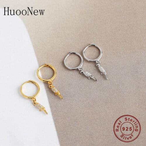 100% 925 Silver Round Gold Color Animal Bird Parrot Zirconia Piercing Hoop Earring Women Pendientes Brinco Oorbellen Mujer 2020