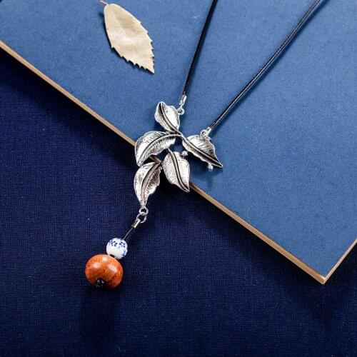 Plant Jewelry Leaf Pendants Necklace Women Vintage Long Rope Chain Choker necklaces & pendants Jewellery Suspension Alloy 2021