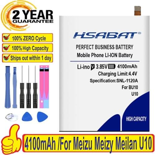 HSABAT Top Brand 100% New 4100mAh BU10 Battery for Meizu Meizy Meilan U10 within tracking number