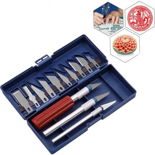 13 Pcs Precision Knife Set Paper Carving High-carbon Steel Blades Metal Blade Wood Carving Knife Arts Craft DIY Tools