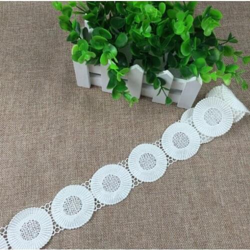2 Yards White Round Shape Water Soluble Lace Trim Lace Trimmings DIY Handmade Patchwork