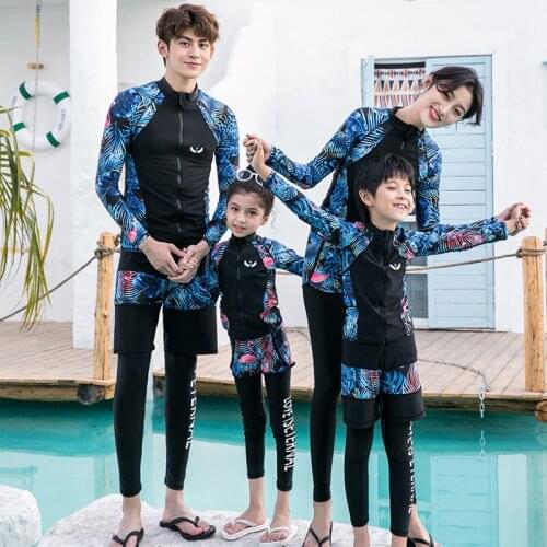 2021Parent Child Diving Suit A Family of Three Zipper Split Long Sleeve Long Pants Childrens Surfing Swimsuit Wetsuit for Women