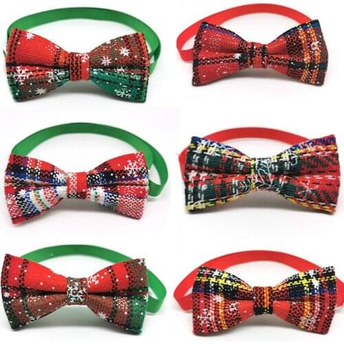 50/100pc Christmas Dog Bow Ties Pet Dog Neckties Bow Ties Adjustable Xmas Collar Pet Supplies Small Dog Bowties Grooming Ties