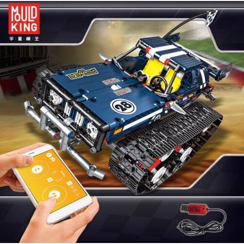 MOULD KING Creator APP Remote Control Car Bricks for 13025 Electric RC Tracked Racer Model Building Blocks Toys 13026