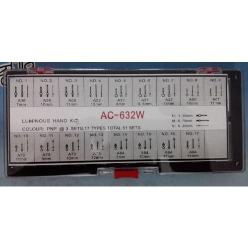 Free Shipping 51 Pairs Luminous Silver Hand Kit for Watch Repair