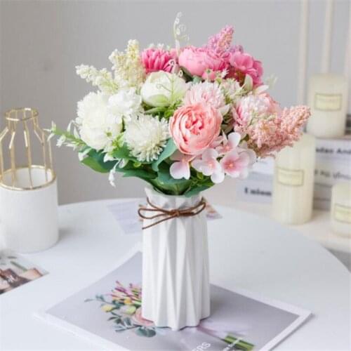 Fake Peony & Chrysanthemum (7 Stems/Bunch) 12.99" Length Simulation Carnation for Wedding Home Decorative Artificial Flowers