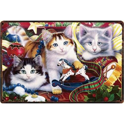 [ Kelly66 ] Cats Metal Sign Tin Poster Home Decor Bar Wall Art Painting 20*30 CM Size y-2171