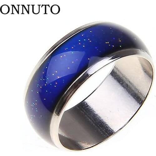 Stainless Ring Changing Color Mood Rings Feeling / Emotion Temperature Ring Wide 6mm Smart Jewelry