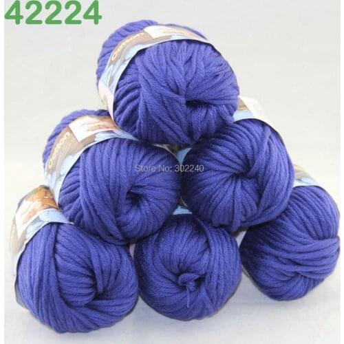 LOT of 6 Balls X 50g Special Thick Worsted Cotton Knitting Yarn Royal Blue 2224