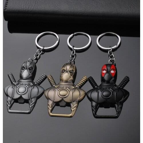 Disney Deadpool Keychain Metal Bottle Opener Design Deadpool Figurines Doll Creative Key Ring Man Gift