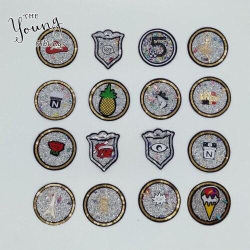 Fashion style Rhinestone Mixture Iron on patch Badges Clothing Sequins Fabric Sewing Applique DIY Stickers Clothing Accessories